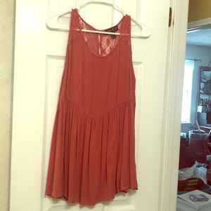 Dusty Rose Gauze and Lace baby doll shirt